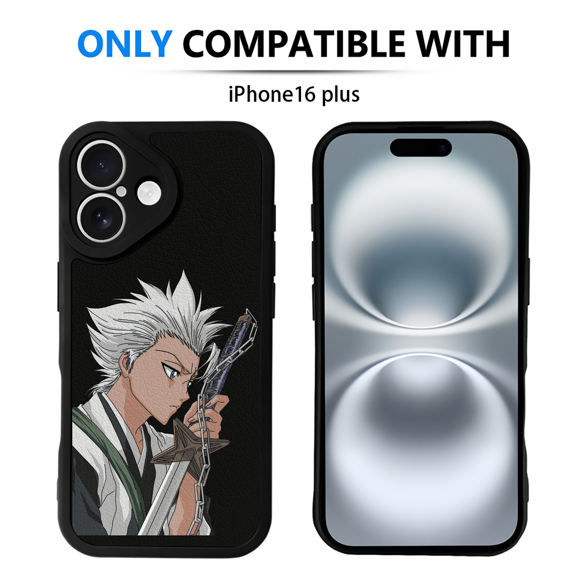 （画像用） ブリーチ 日番谷冬獅郎（ひつがや とうしろう） BLEACH Hitsugaya Toushirou 【iPhone 16シリーズ対応】シリコンスマホケース（レザー調） 材質：シリコン